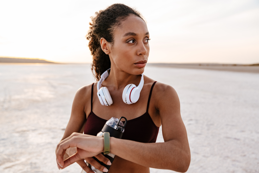 Image of athlete woman with headphones